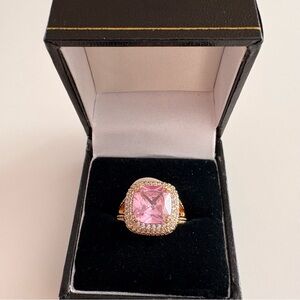 Bomb Party Delightfully Yours Ring RG32330 Rose Quartz CZ Gold Plating